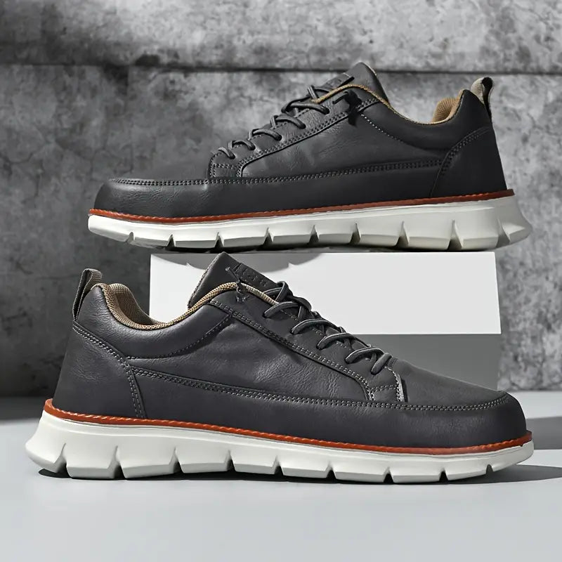 Croft | Leather Lace-Up Men Sneakers with Chunky Sole