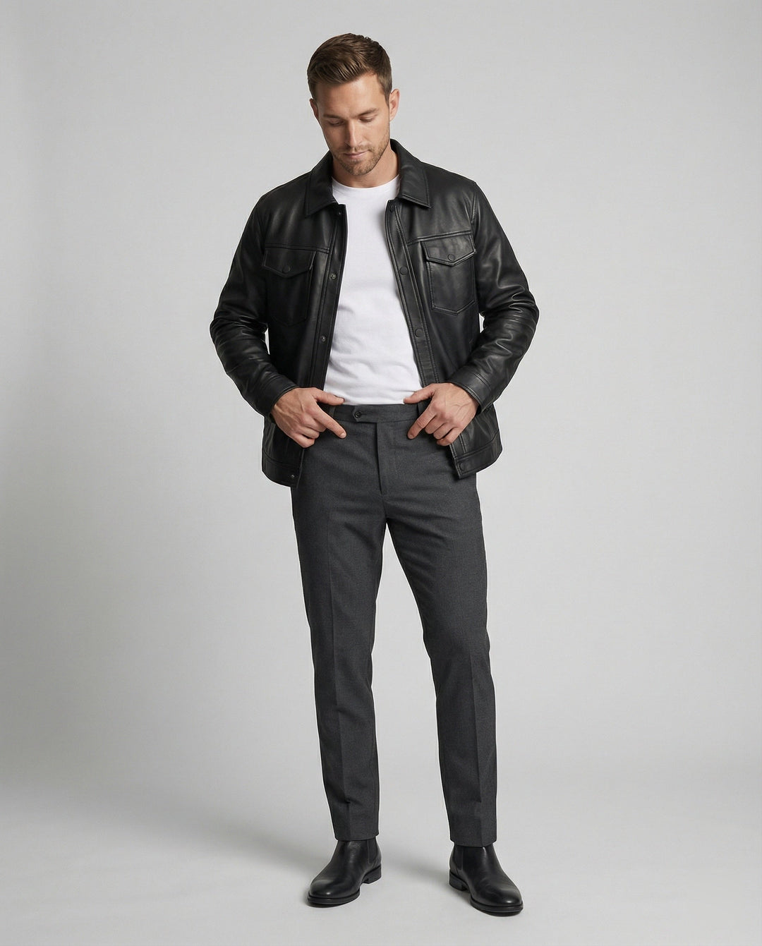 Beckett | Snap-Button Western Shirt Men's Leather Jackets
