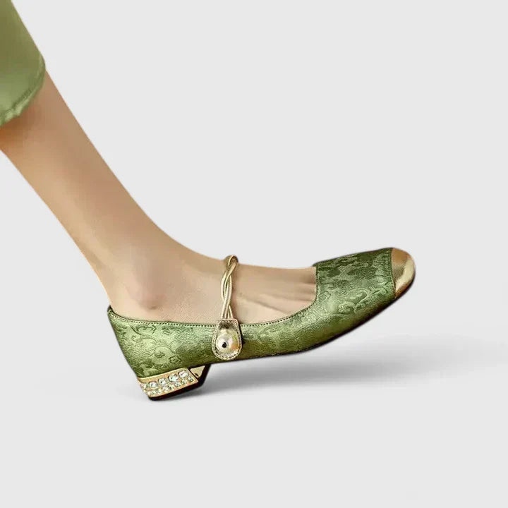 Celeste | Mary Jane Flats with Twisted Pearl Strap Detail