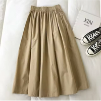 Giselle | Elastic Waist Full A-Line Cotton Midi Skirt