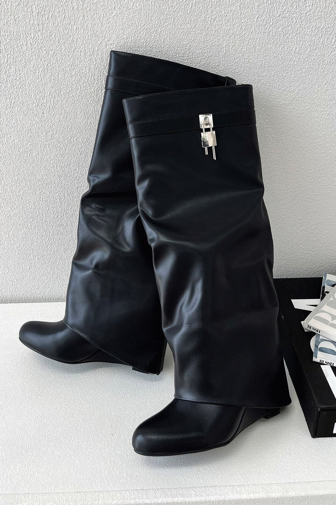 Maxine | Women's Knee High Boots Fold Over Leather