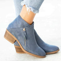 Billie | Side Zip Suede Stacked Block Heel Ankle Boots