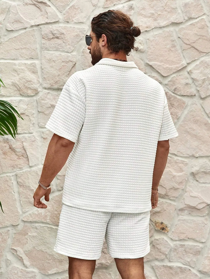 Corton | Textured Zip Polo & Shorts Sets for Men