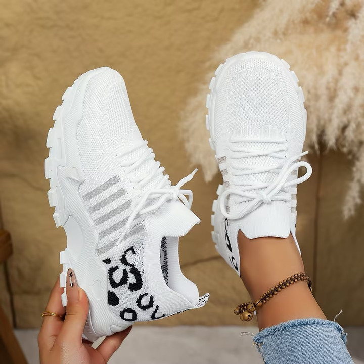 Pebble | Chunky Sole Mesh Knit Lace-Up Women's Sneakers
