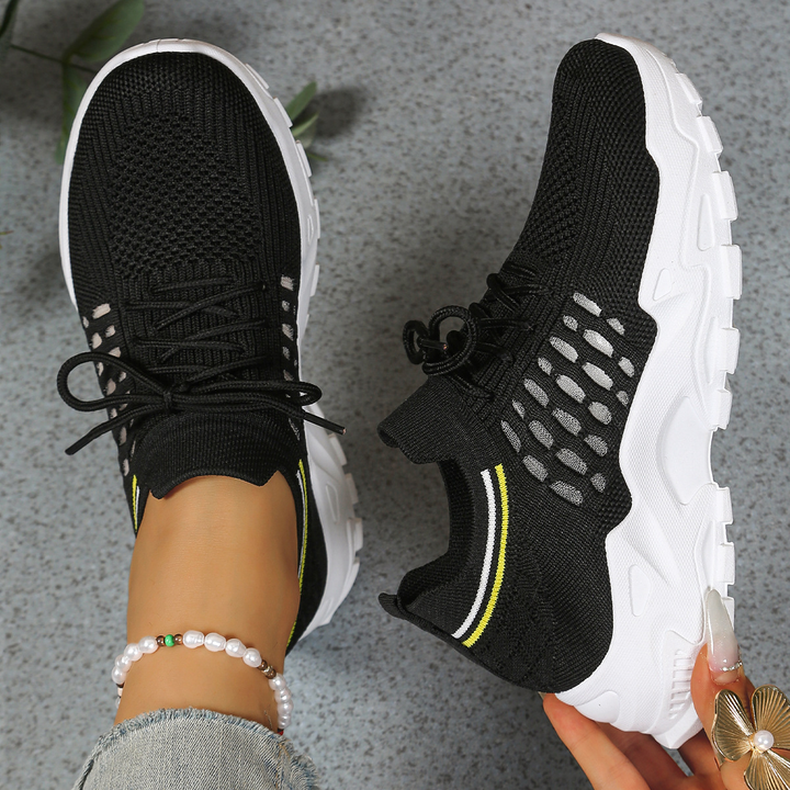 Pebble | Chunky Sole Mesh Knit Lace-Up Women's Sneakers
