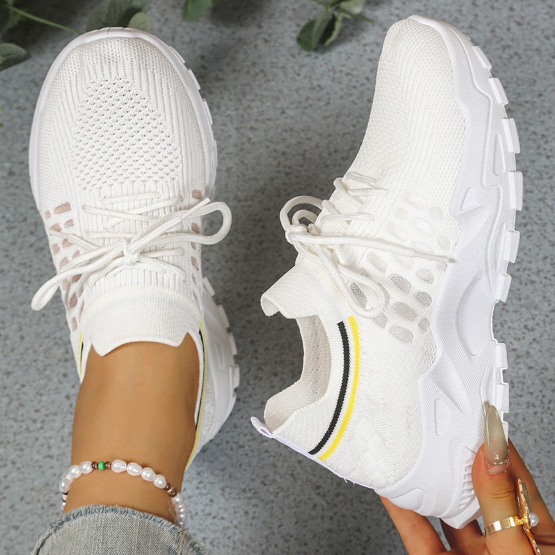 Pebble | Chunky Sole Mesh Knit Lace-Up Women's Sneakers