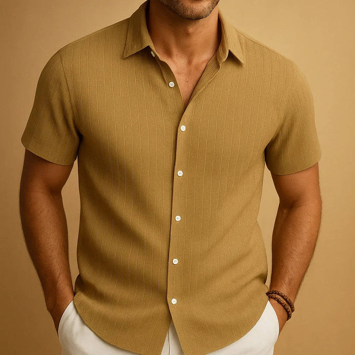 Ethan | Textured Stripe Short Sleeve Mens Smart Casual Shirt