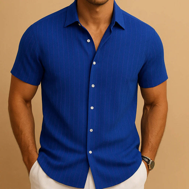Ethan | Textured Stripe Short Sleeve Mens Smart Casual Shirt