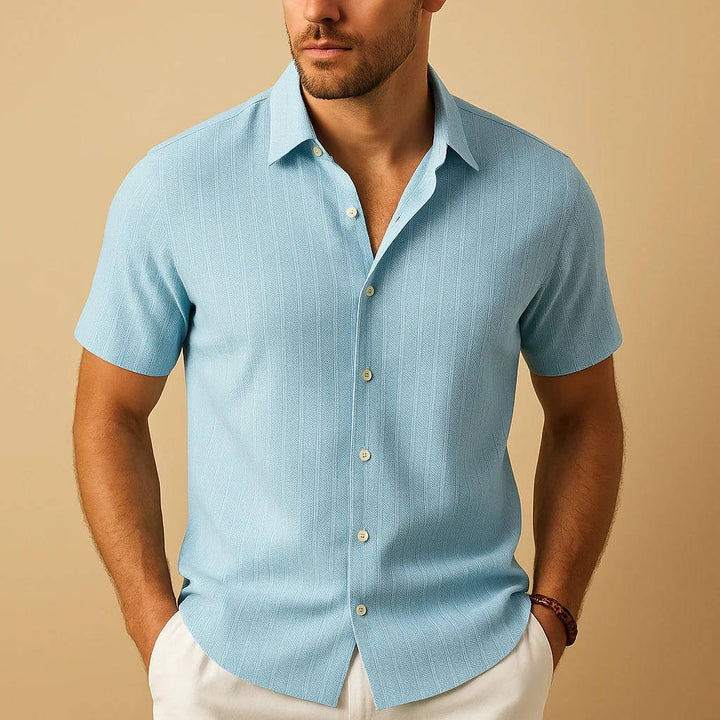 Ethan | Textured Stripe Short Sleeve Mens Smart Casual Shirt