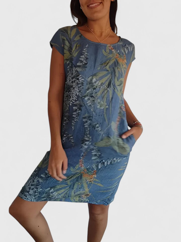 Wisteria | Botanical Print Linen Summer Dress