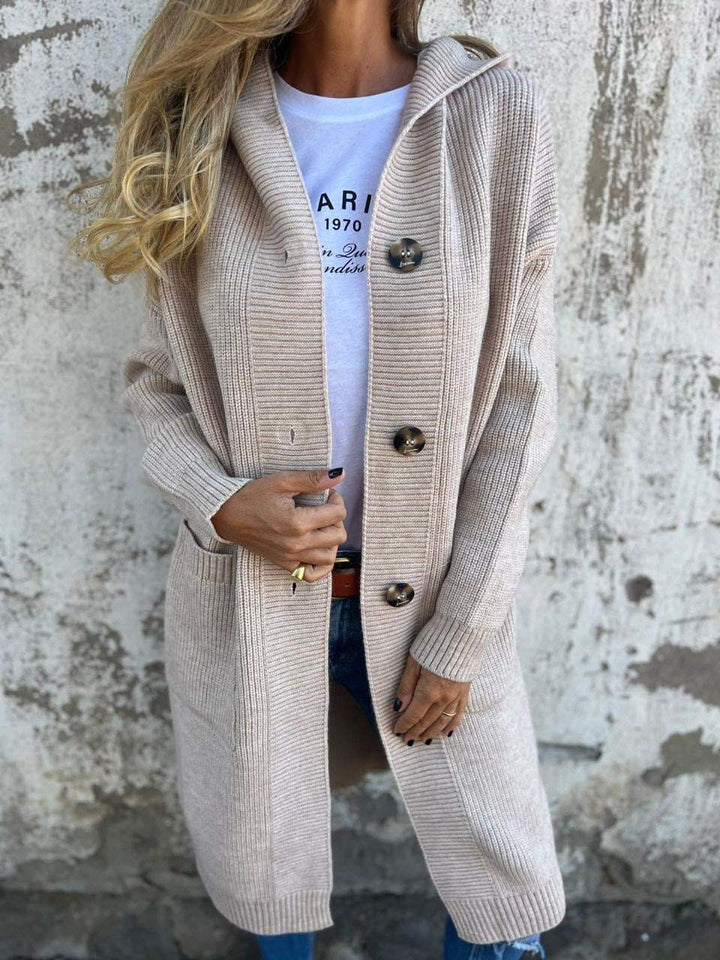 Maeva | Hooded Longline Button-Front Women's Cardigans