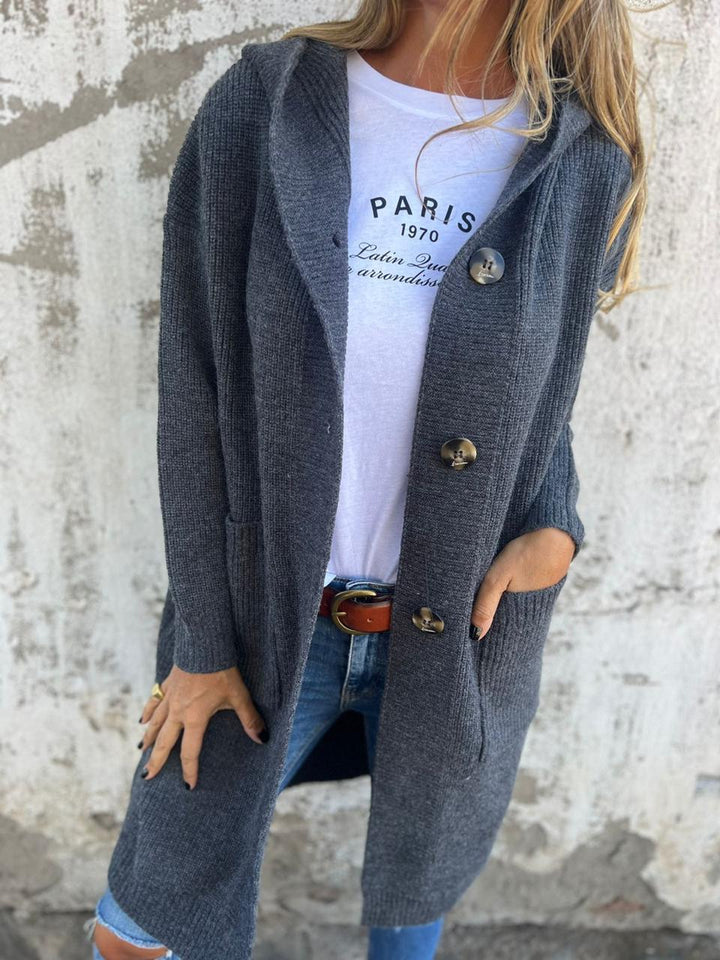 Maeva | Hooded Longline Button-Front Women's Cardigans