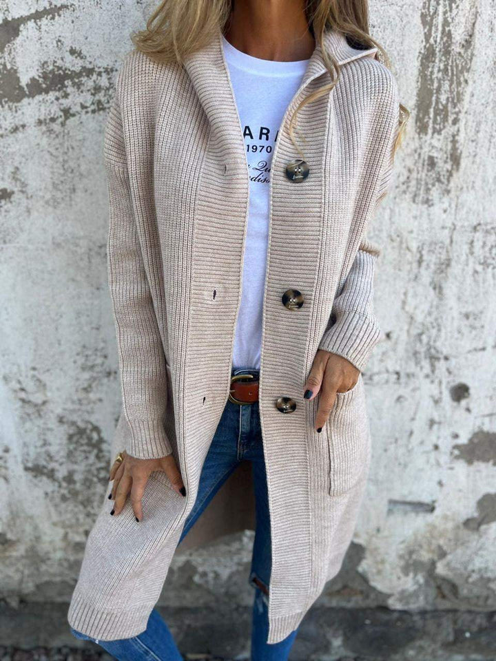Maeva | Hooded Longline Button-Front Women's Cardigans