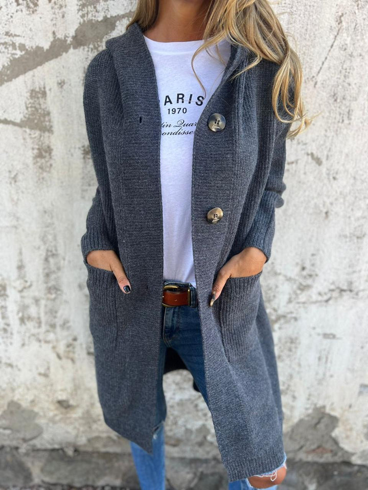 Maeva | Hooded Longline Button-Front Women's Cardigans