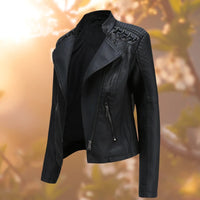 Roxana | Lace-Up Shoulder Quilted Moto Women's Leather Jackets
