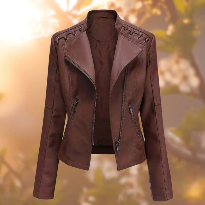 Roxana | Lace-Up Shoulder Quilted Moto Women's Leather Jackets