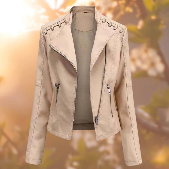 Roxana | Lace-Up Shoulder Quilted Moto Women's Leather Jackets
