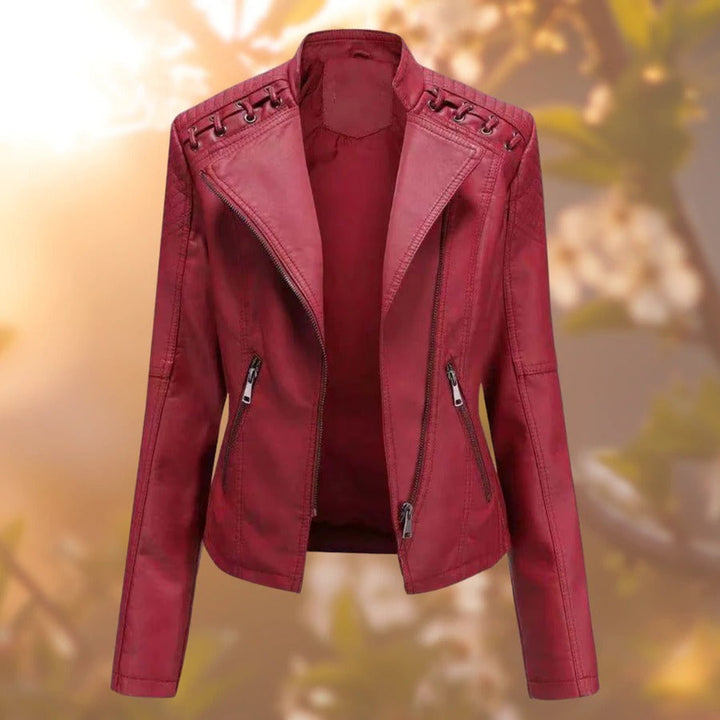Roxana | Lace-Up Shoulder Quilted Moto Women's Leather Jackets