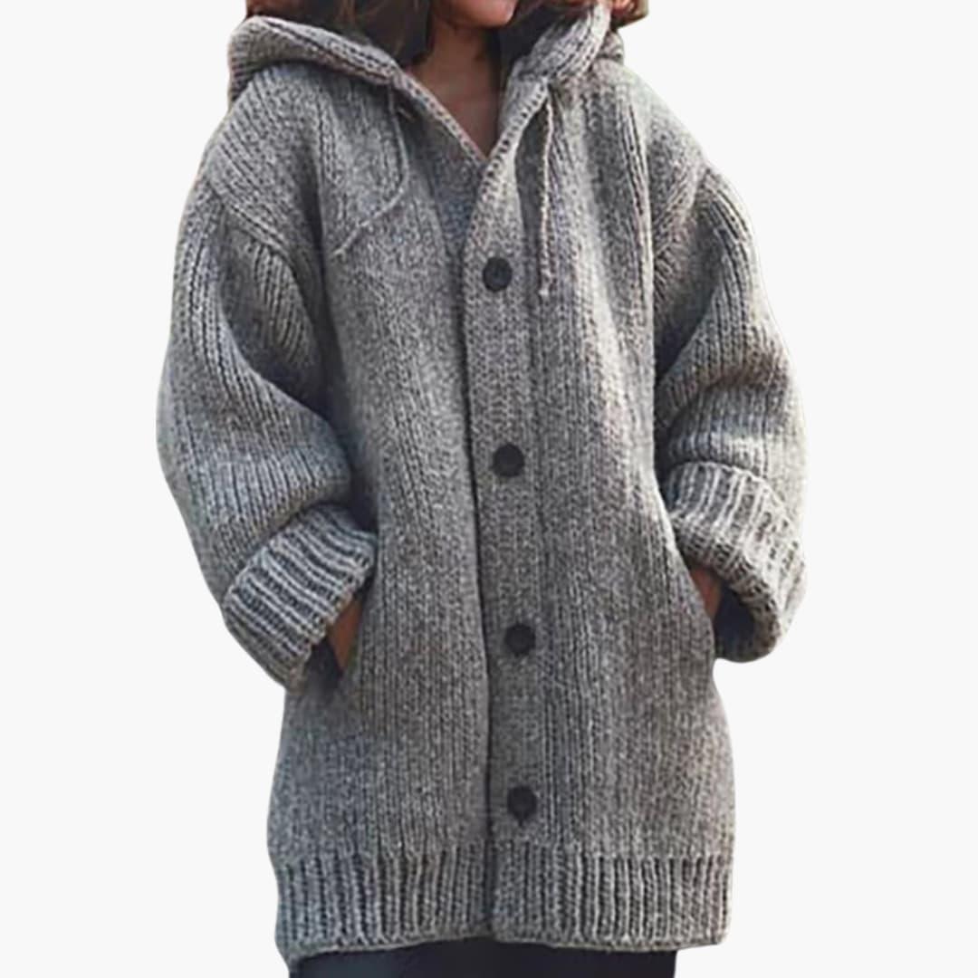 Willa | Women's Knitted Cardigan Hooded Button Front