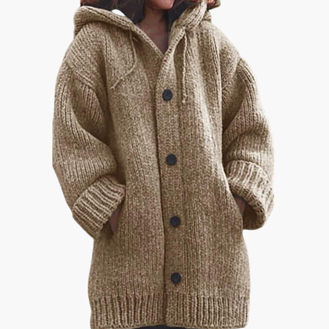 Willa | Women's Knitted Cardigan Hooded Button Front