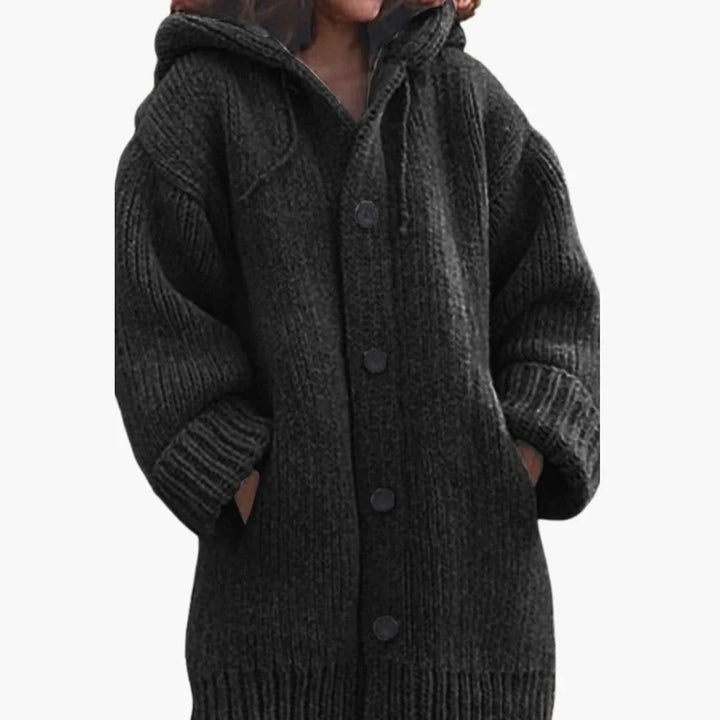 Willa | Women's Knitted Cardigan Hooded Button Front
