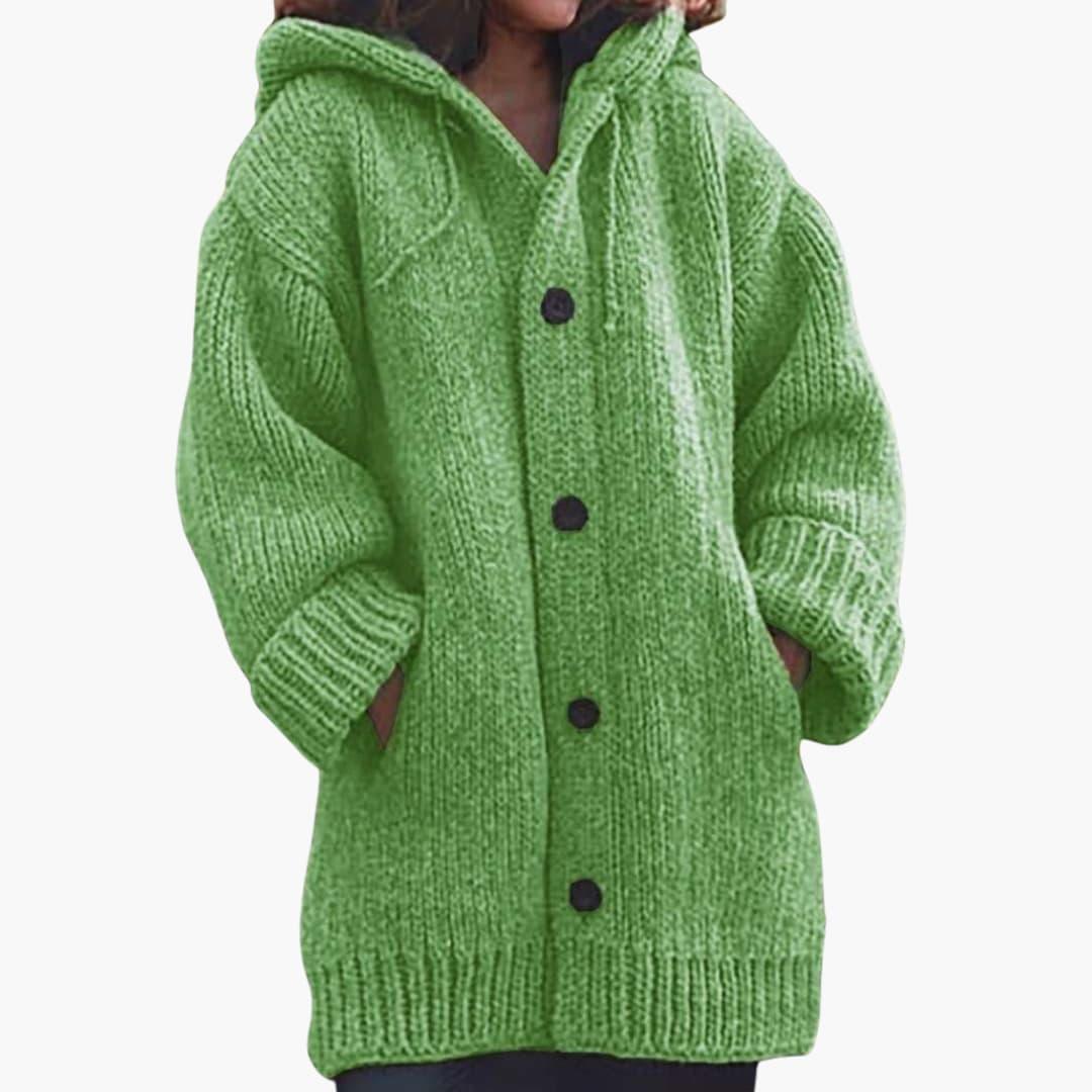Willa | Women's Knitted Cardigan Hooded Button Front