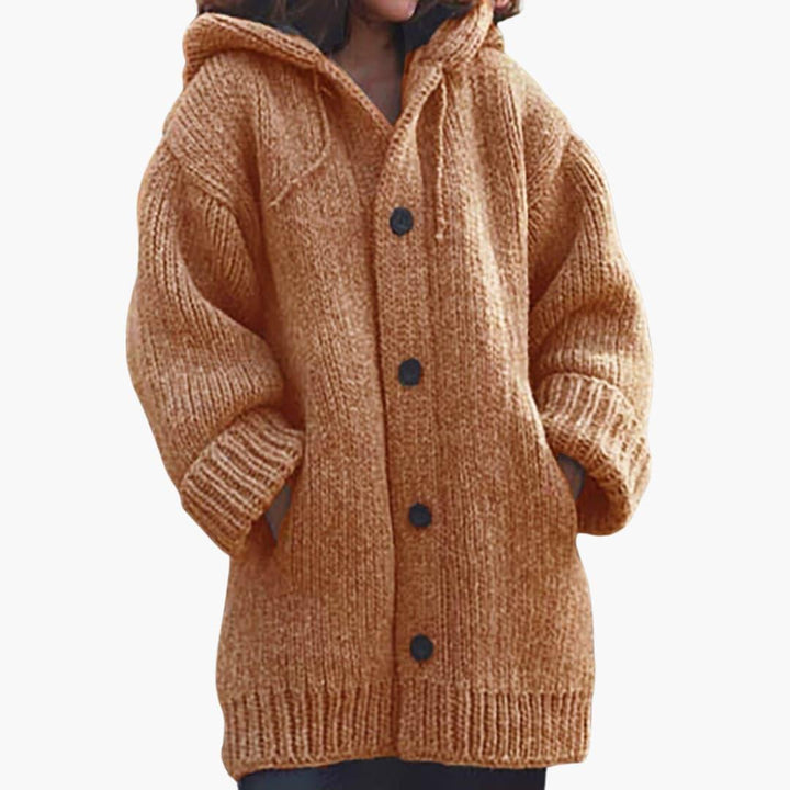 Willa | Women's Knitted Cardigan Hooded Button Front