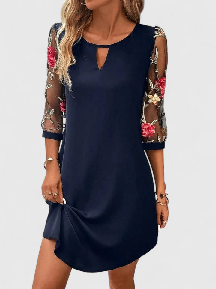Rosette | Embroidered Mesh Sleeve Summer Dress