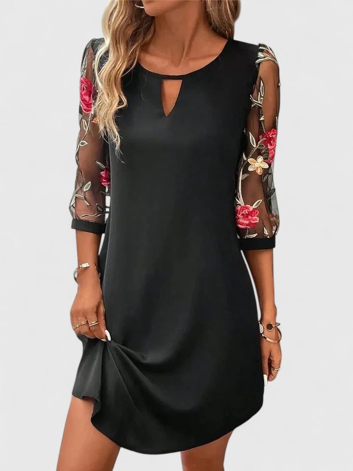 Rosette | Embroidered Mesh Sleeve Summer Dress