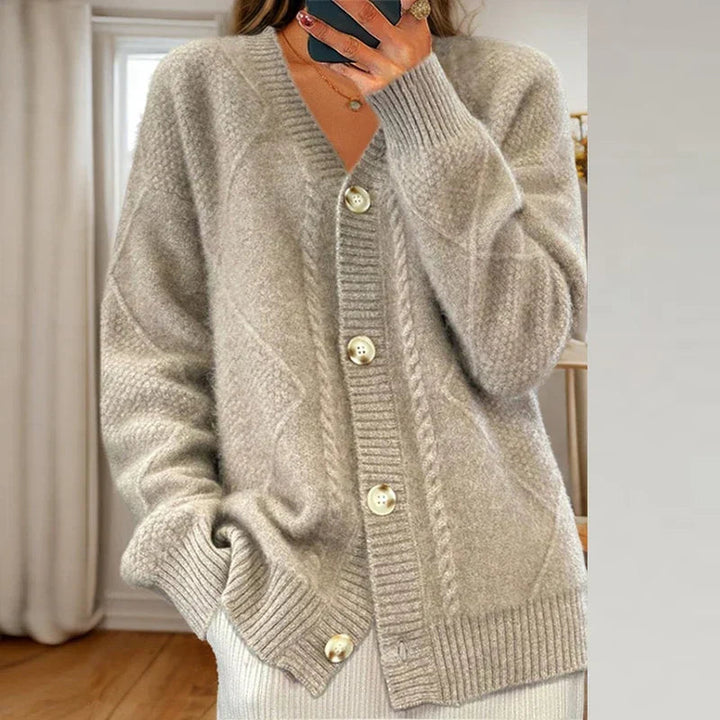 Margot | Women's Knitted Cardigan Oversized Cable Button