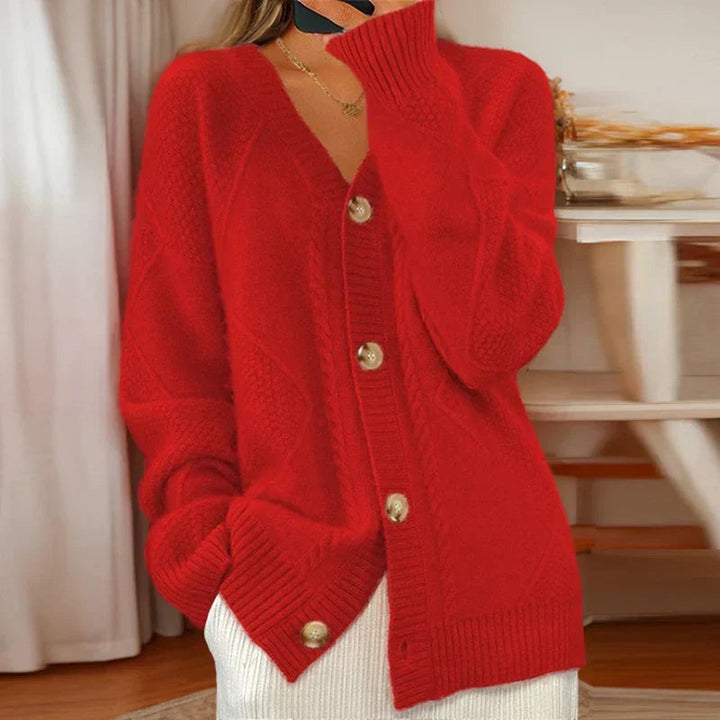 Margot | Women's Knitted Cardigan Oversized Cable Button