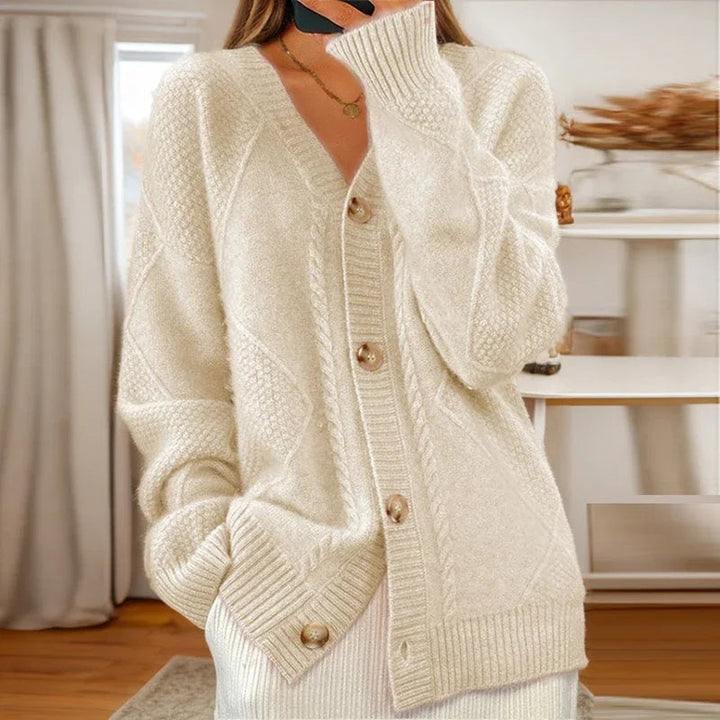 Margot | Women's Knitted Cardigan Oversized Cable Button