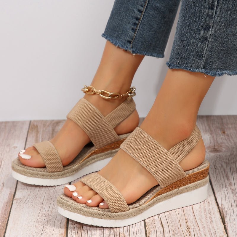 Chainlink | Elastic Strap Espadrille Platform Wedges