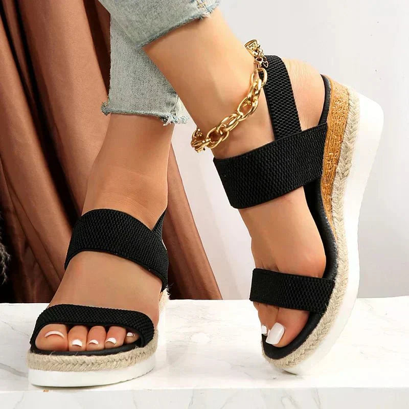 Verlaine | Women's Platform Orthopedic Sandals – Elastic Strap Sporty Design