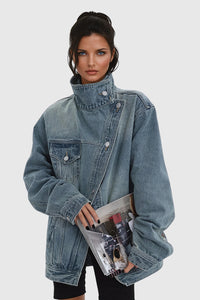 Sabine | Women's Oversized Denim Jacket with Asymmetric Collar