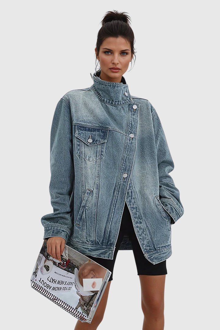 Sabine | Women's Oversized Denim Jacket with Asymmetric Collar