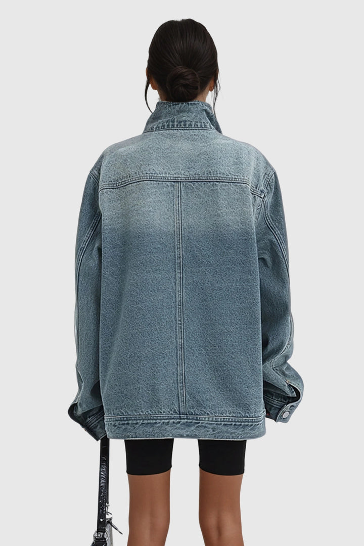 Sabine | Women's Oversized Denim Jacket with Asymmetric Collar