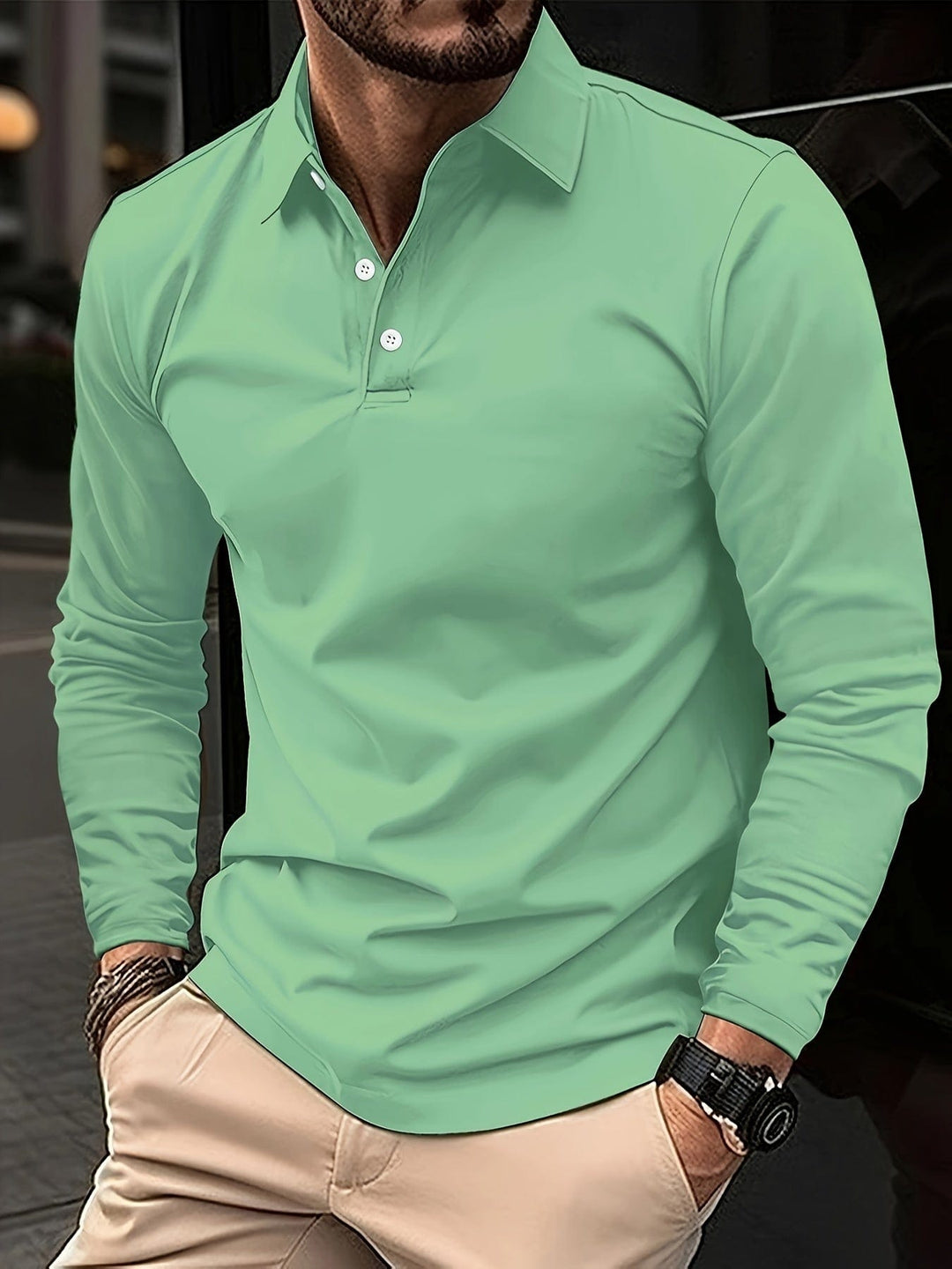 Everton | Men's Long Sleeve Polo Shirt – Cotton Blend Casual Design
