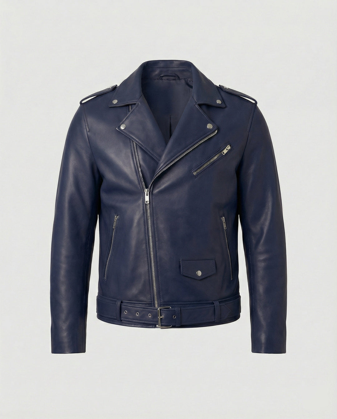 Connell | Belted Epaulette Classic Moto Men's Leather Jackets
