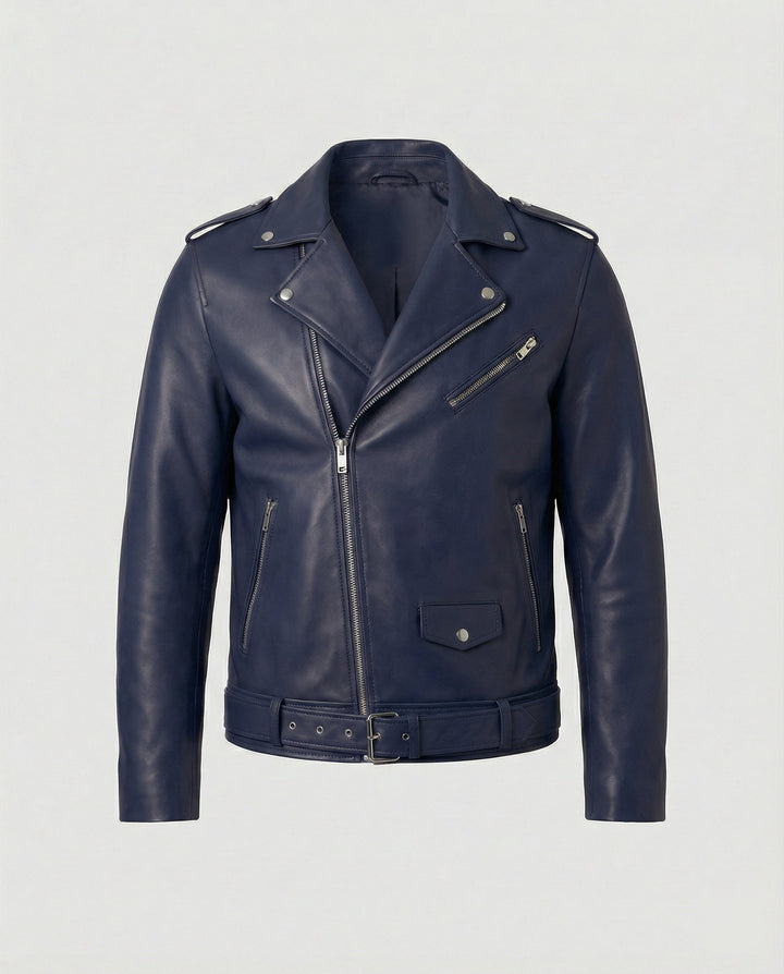 Connell | Belted Epaulette Classic Moto Men's Leather Jackets