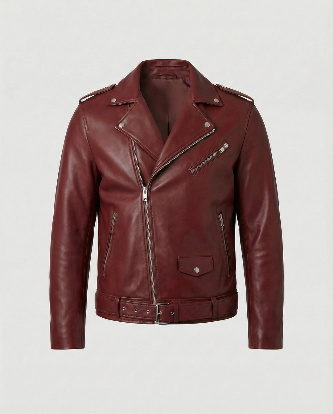 Connell | Belted Epaulette Classic Moto Men's Leather Jackets
