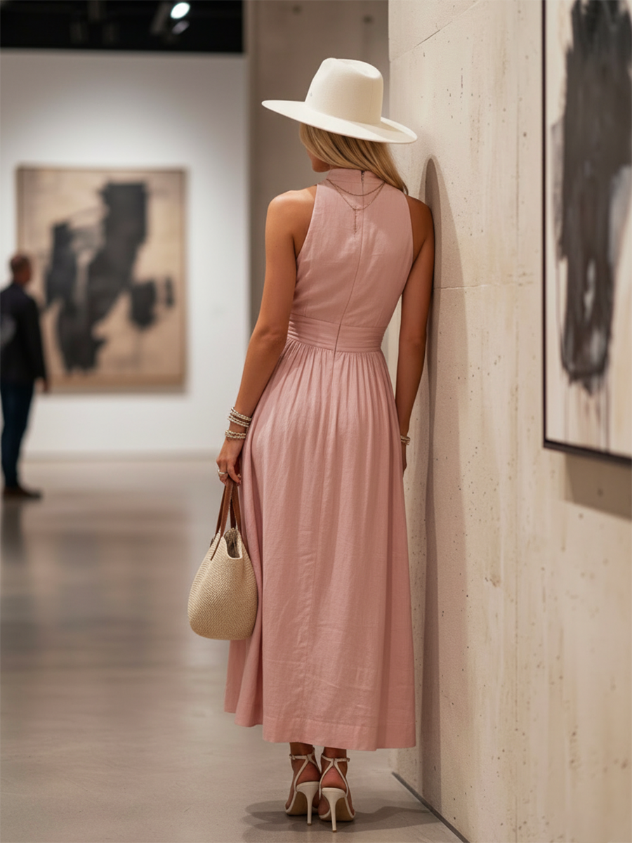 Elowen | Flowing Halter Dress Wedding Guest Maxi