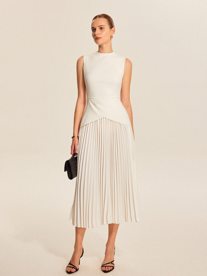 Vesper | Asymmetric Bodice Womens Pleated Midi Dress