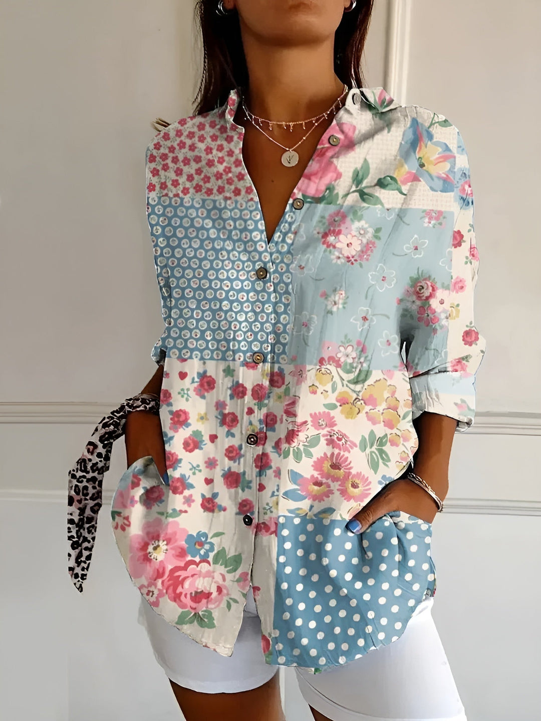 Vinetrail | Delicate Floral Vine Print Tunic Blouse