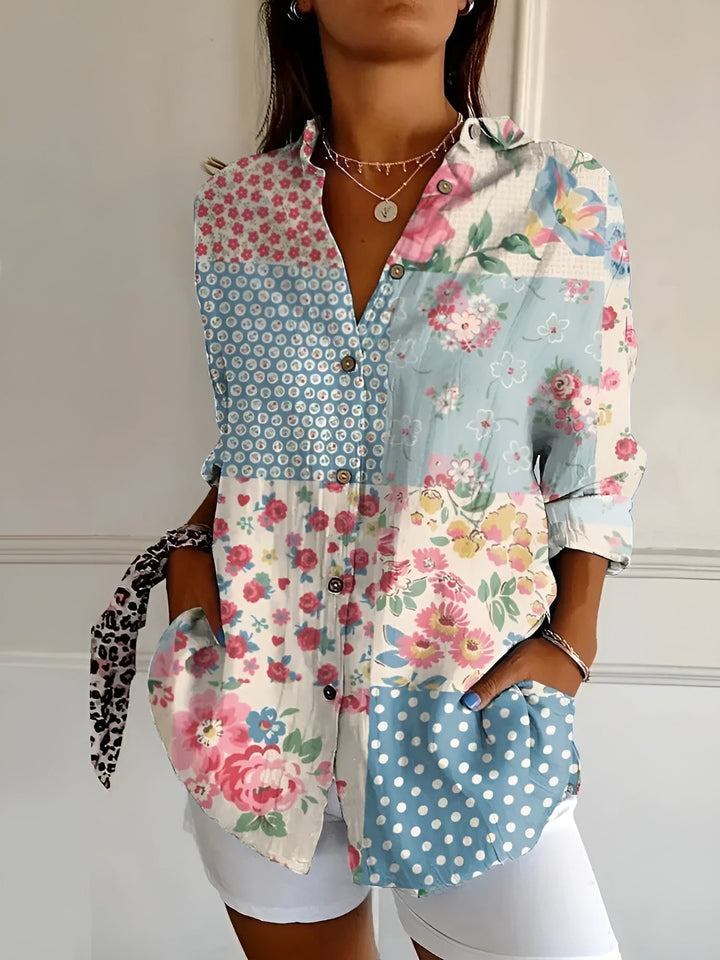 Vinetrail | Delicate Floral Vine Print Tunic Blouse