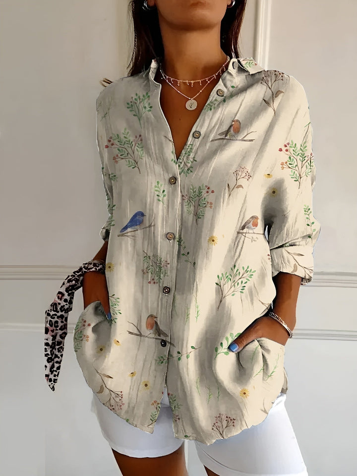 Vinetrail | Delicate Floral Vine Print Tunic Blouse