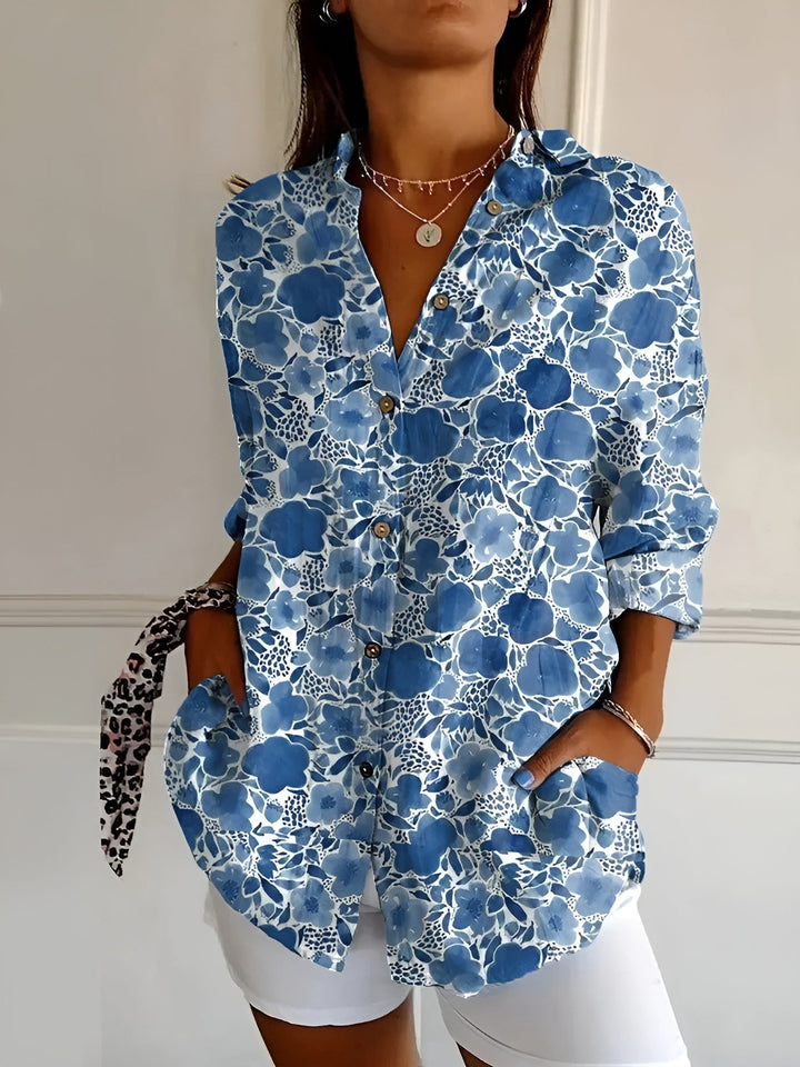 Vinetrail | Delicate Floral Vine Print Tunic Blouse