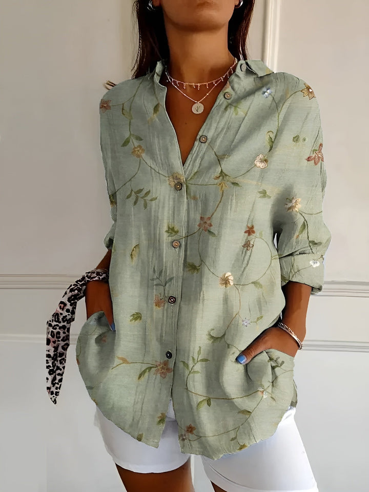 Vinetrail | Delicate Floral Vine Print Tunic Blouse