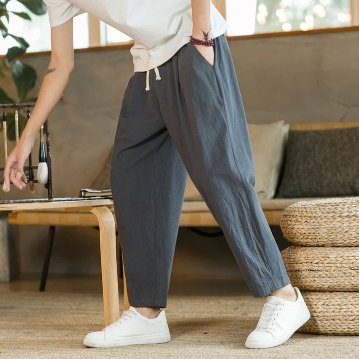 Kyoto | Tapered Drawstring Harem Men's Linen Pants