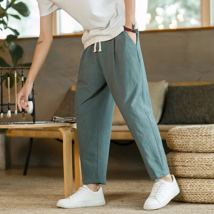 Kyoto | Tapered Drawstring Harem Men's Linen Pants